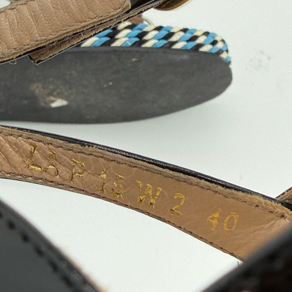 Valentino Rockstud Caged Leather Platform Sandals EU 40 Blue Braided - Picture 11 of 12